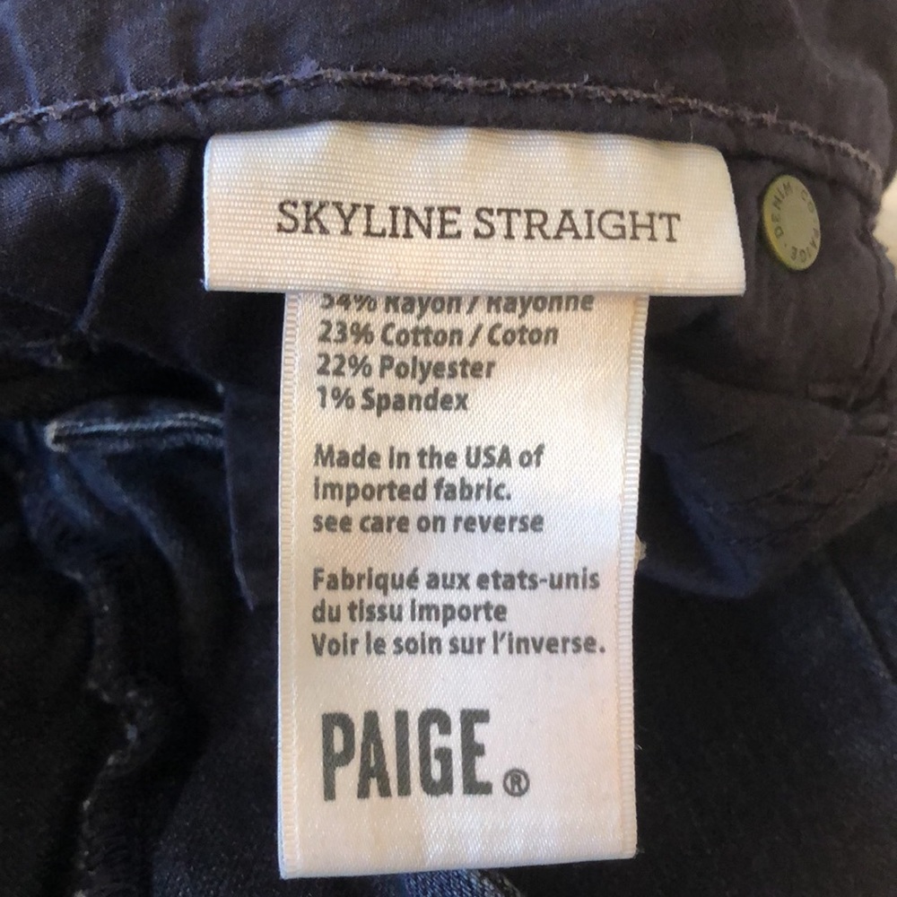 🤩 PAIGE Midlake Skyline Straight leg 34” super soft ink blue stretchy jeans - Picture 8 of 16